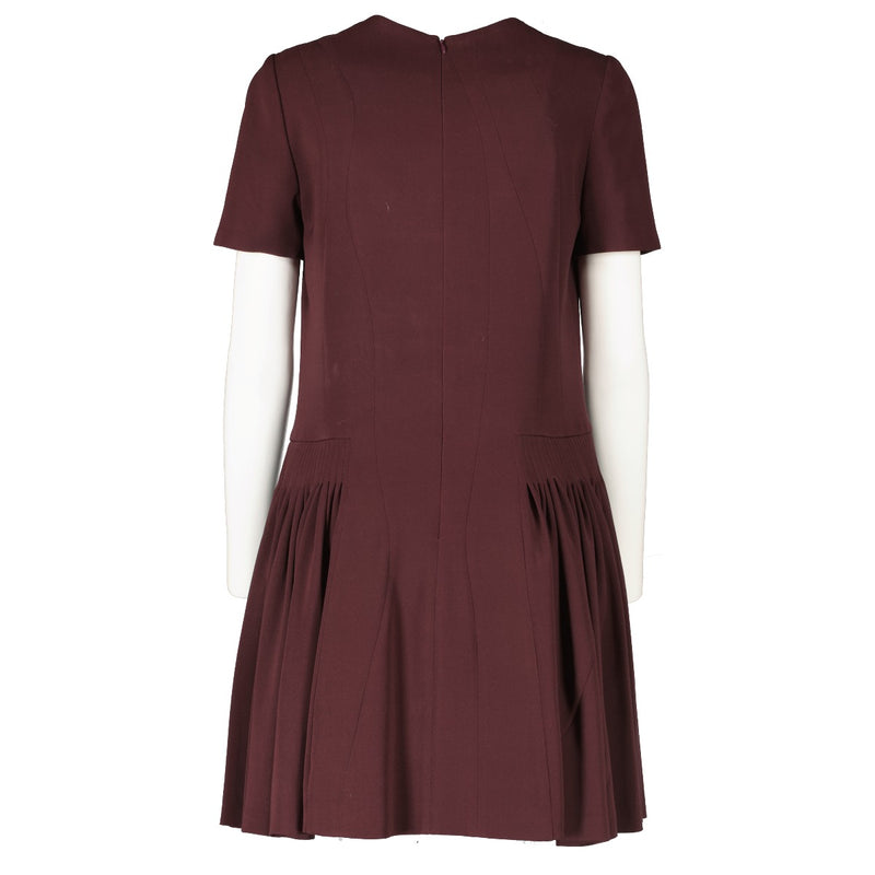 Christian Dior Bordeaux Geplooide Jurk - Maat FR36