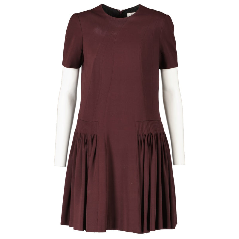 Christian Dior Bordeaux Geplooide Jurk - Maat FR36