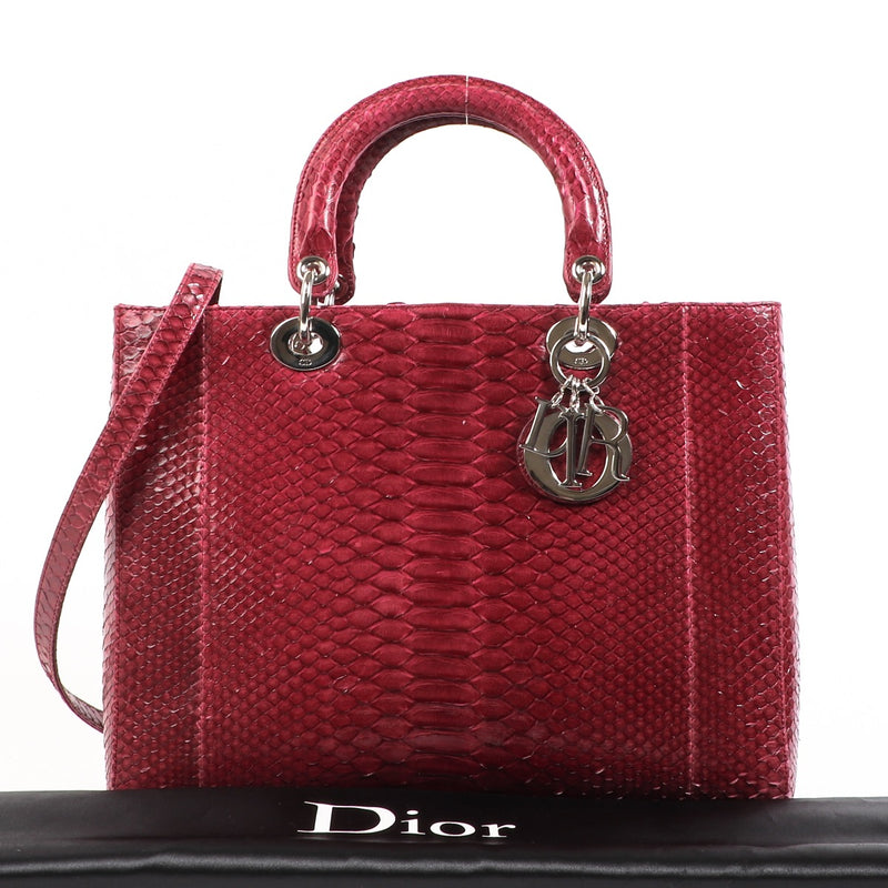 Buy an authentic second hand Christian Dior Grape Python ABC Large Lady Dior in very good condition at Labellov.com