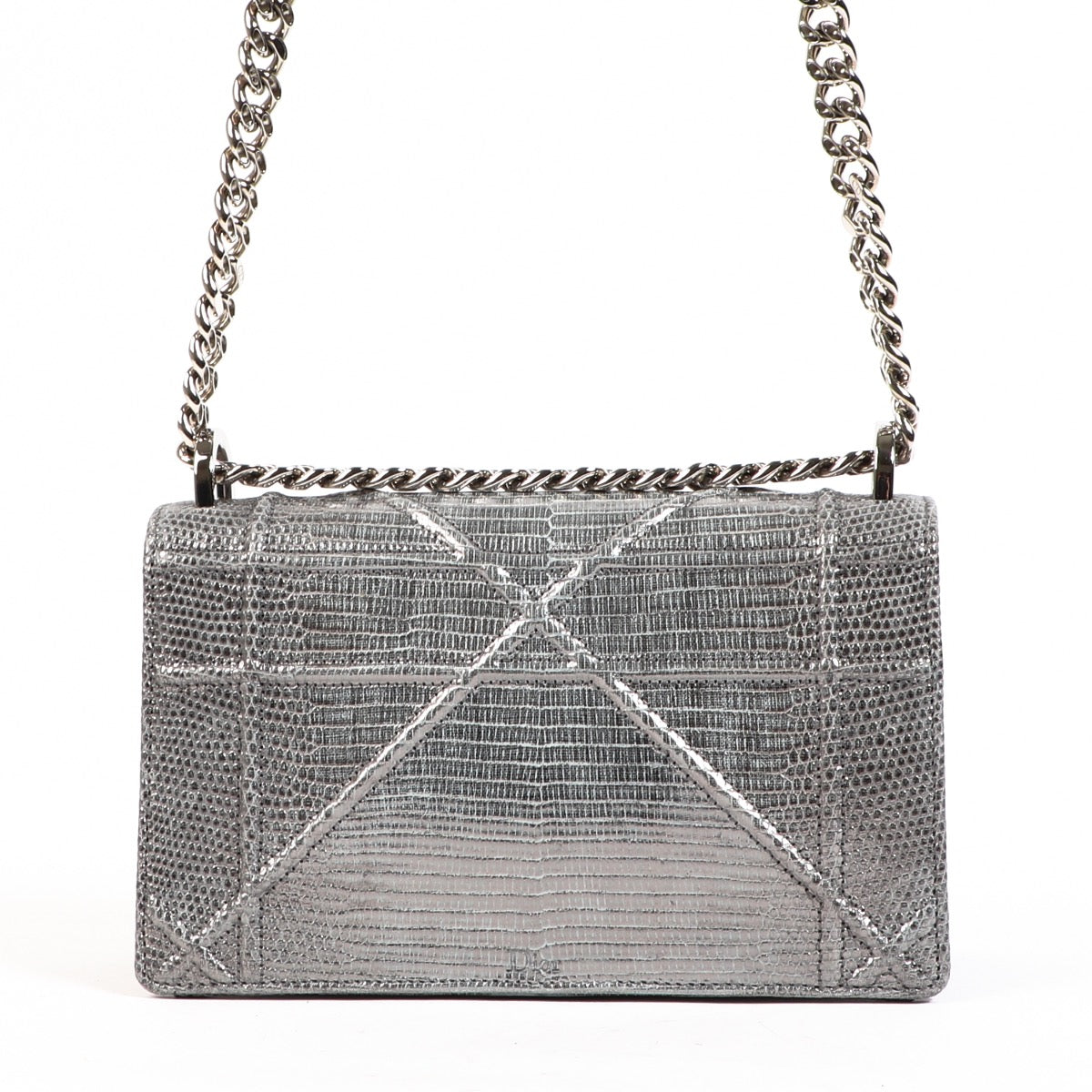 Buy an authentic second hand Christian Dior Silver Snake Embossed Small Diorama Shoulder Bag in very good condition at Labellov.com