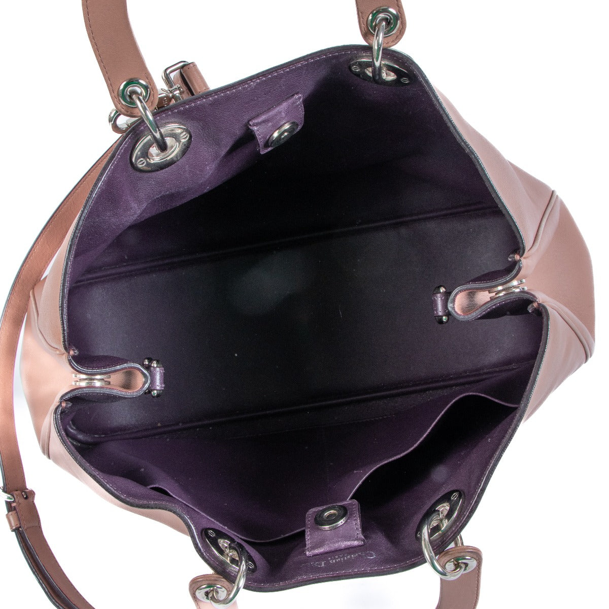 Grand sac à main Christian Dior Diorissimo couleur taupe