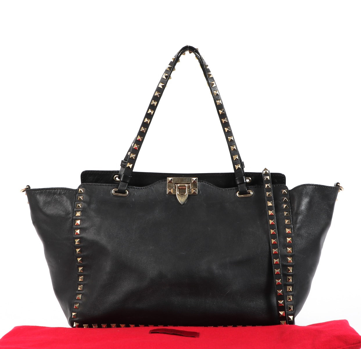 Valentino Garavani Black Medium Rockstud Nappa Leather Bag
