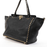 Valentino Garavani Black Medium Rockstud Nappa Leather Bag