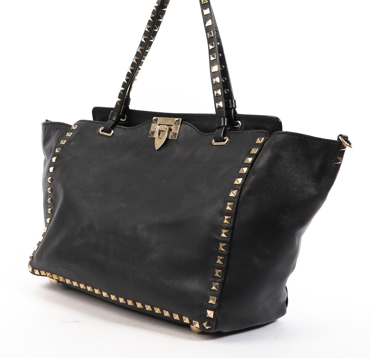 Valentino Garavani Black Medium Rockstud Nappa Leather Bag