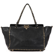 Valentino Garavani Black Medium Rockstud Nappa Leather Bag