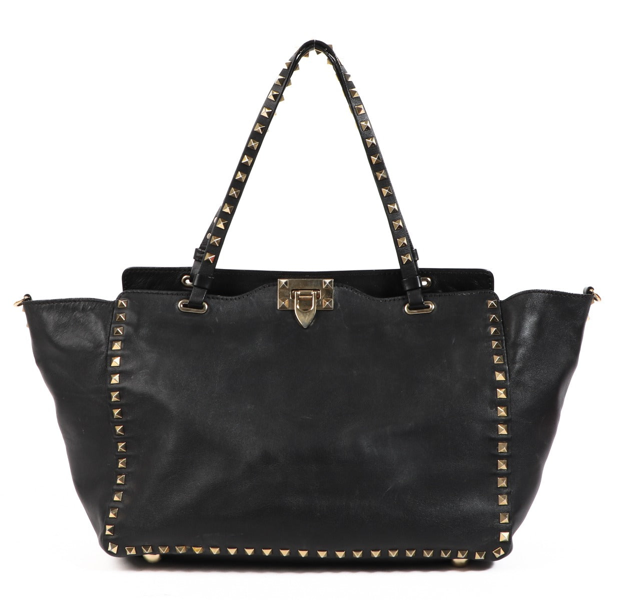 Valentino Garavani Black Medium Rockstud Nappa Leather Bag