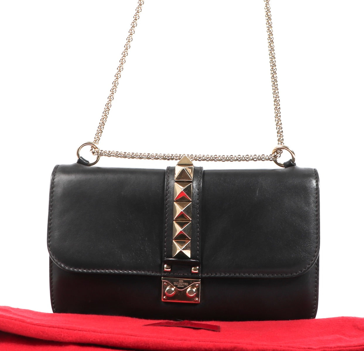 Valentino Garavani Black Medium Glam Lock Crossbody Bag