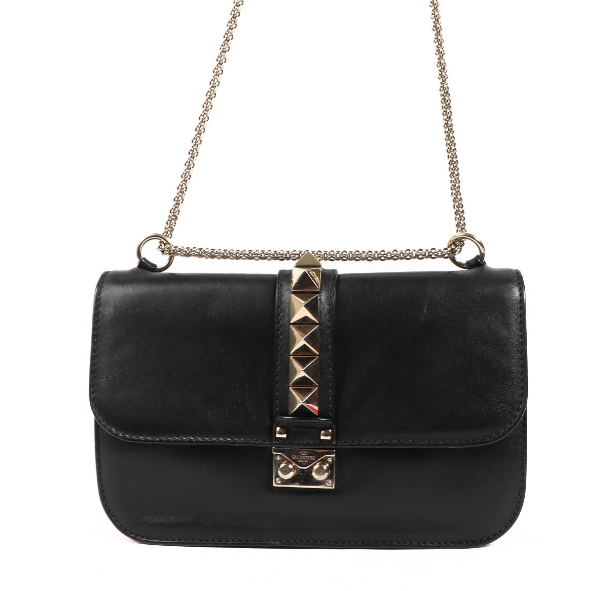 Valentino Garavani Black Medium Glam Lock Crossbody Bag