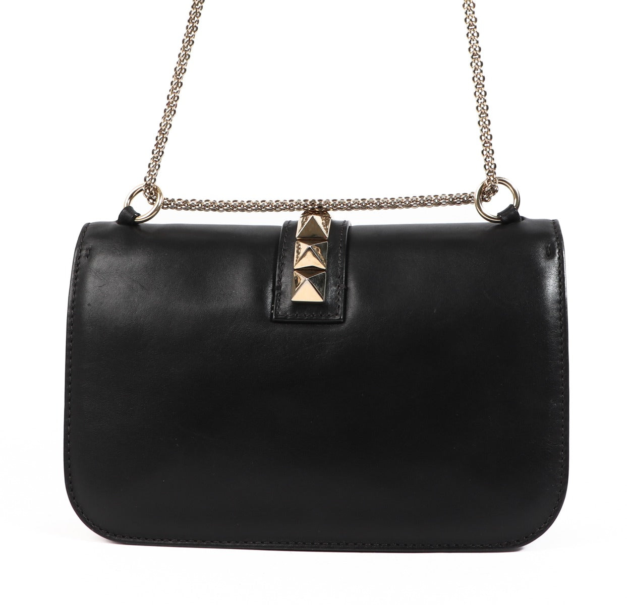 Valentino Garavani Black Medium Glam Lock Crossbody Bag