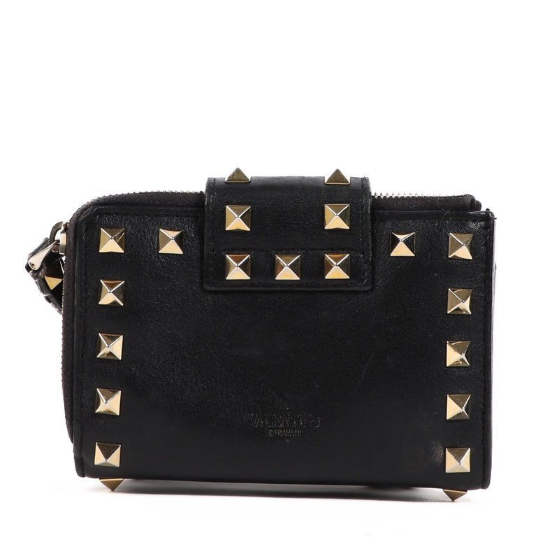 Buy an authentic second hand Valentino Garavani Black Rockstud Wallet in good pre-loved condition at Labellov.com