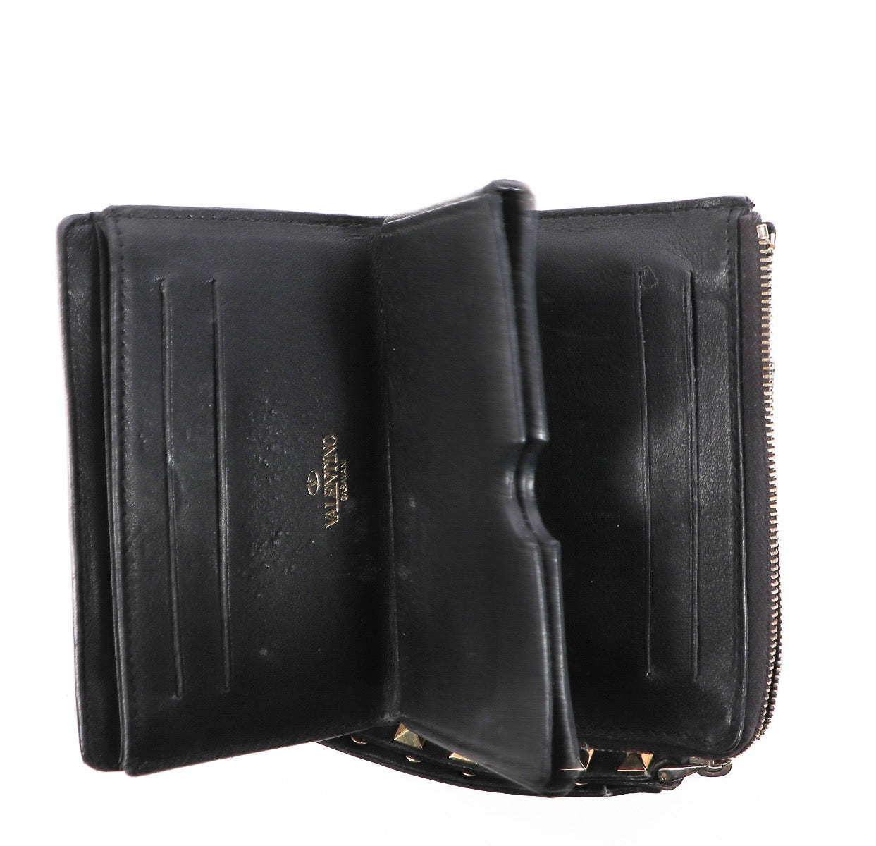 Buy an authentic second hand Valentino Garavani Black Rockstud Wallet in good pre-loved condition at Labellov.com