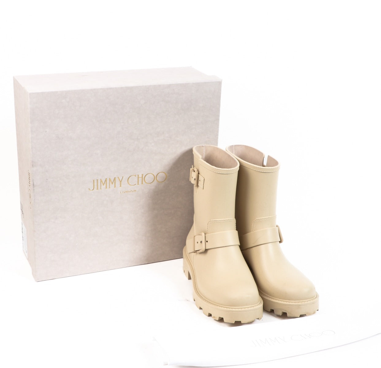 Jimmy Choo Beige Yael Rubber Boots