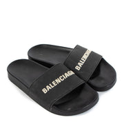 shop authentic second hand Balenciaga Black Logo Slides on Labellov.com