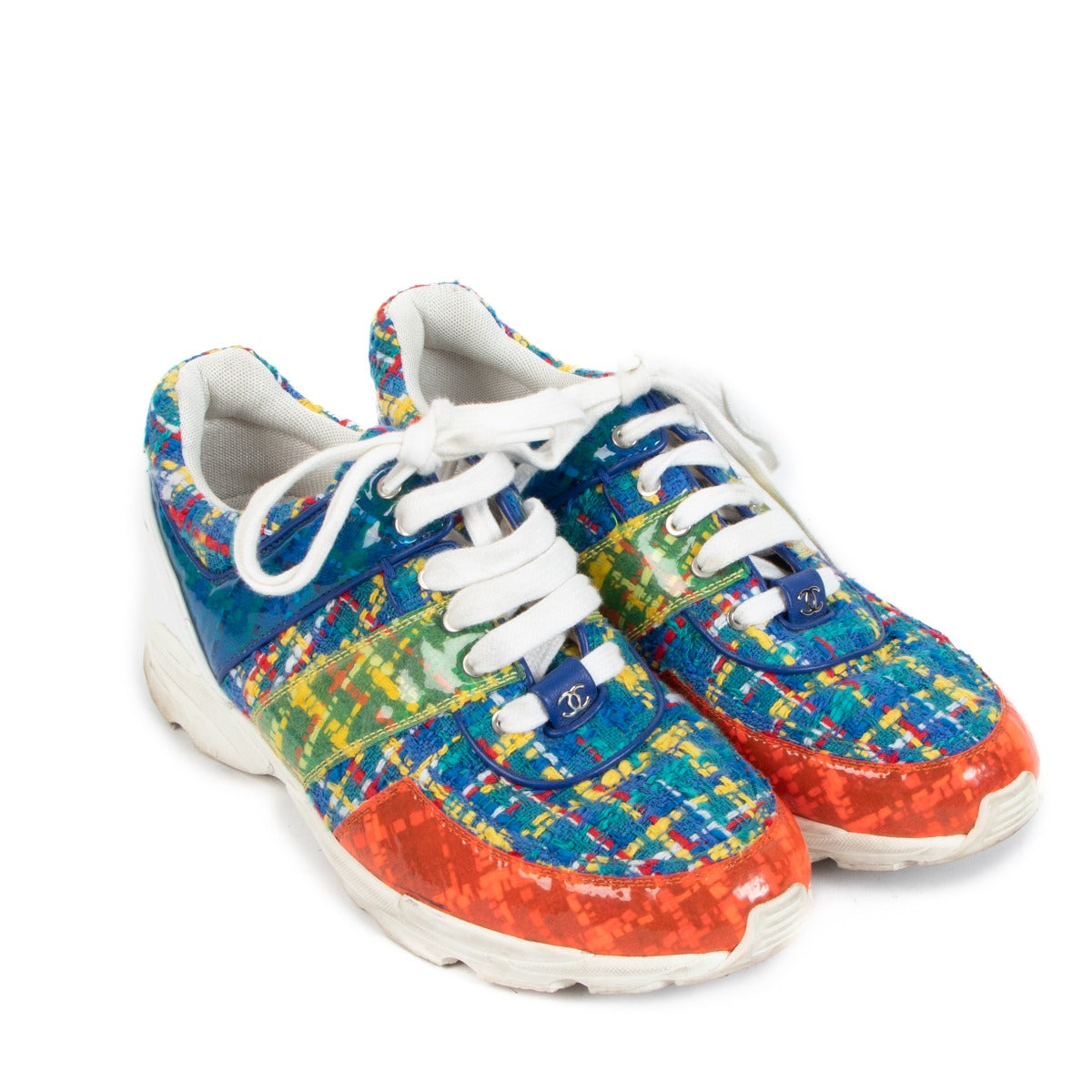 shop authentic second hand Chanel Multicolor Tweed Sneakers - Size 41 on Labellov.com