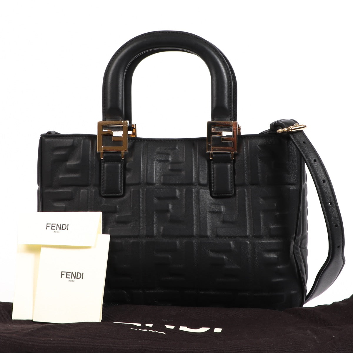 Buy an authentic second hand Fendi Black FF Small Tote Bag in very good condition at Labellov.com