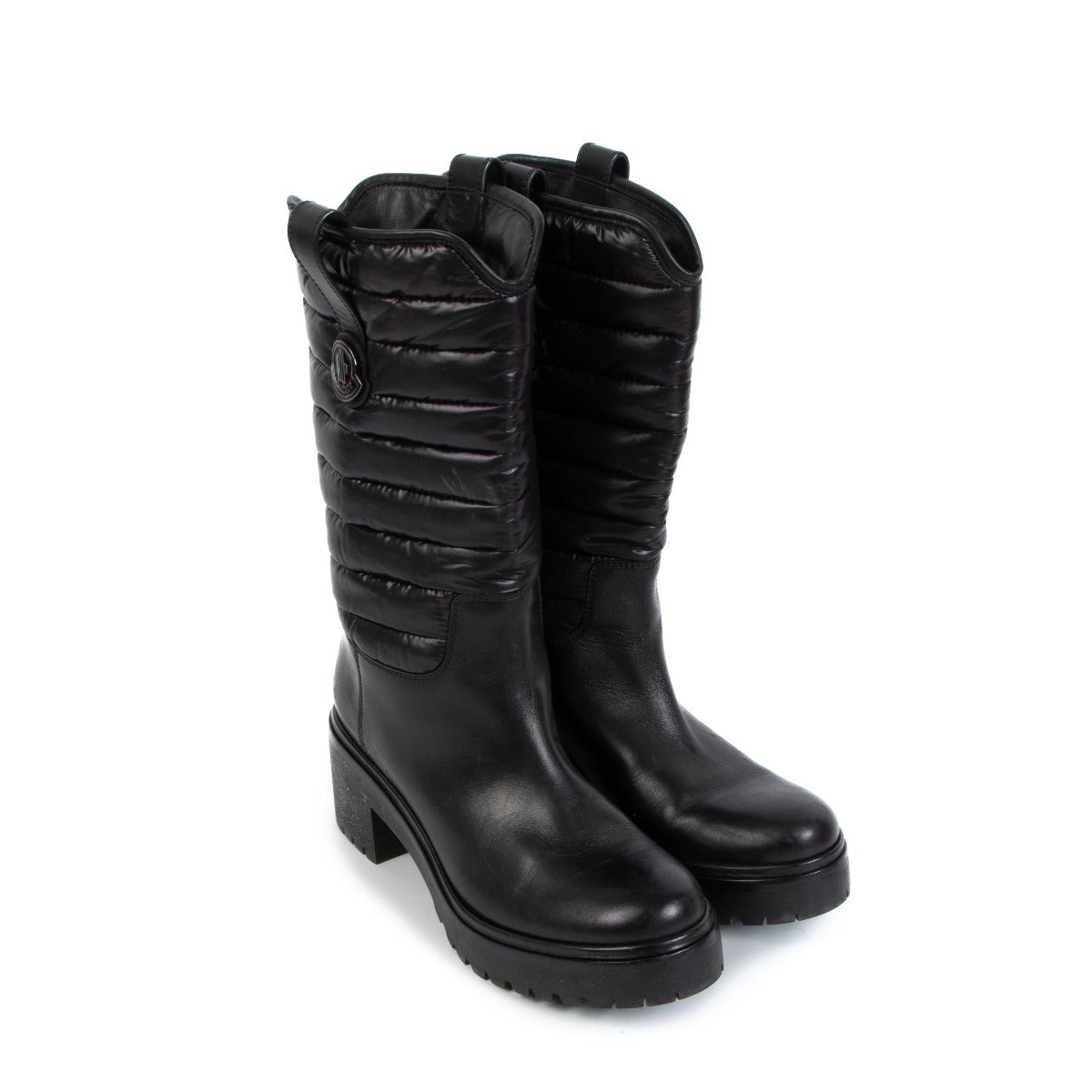 Moncler Black Padded Leather Boots