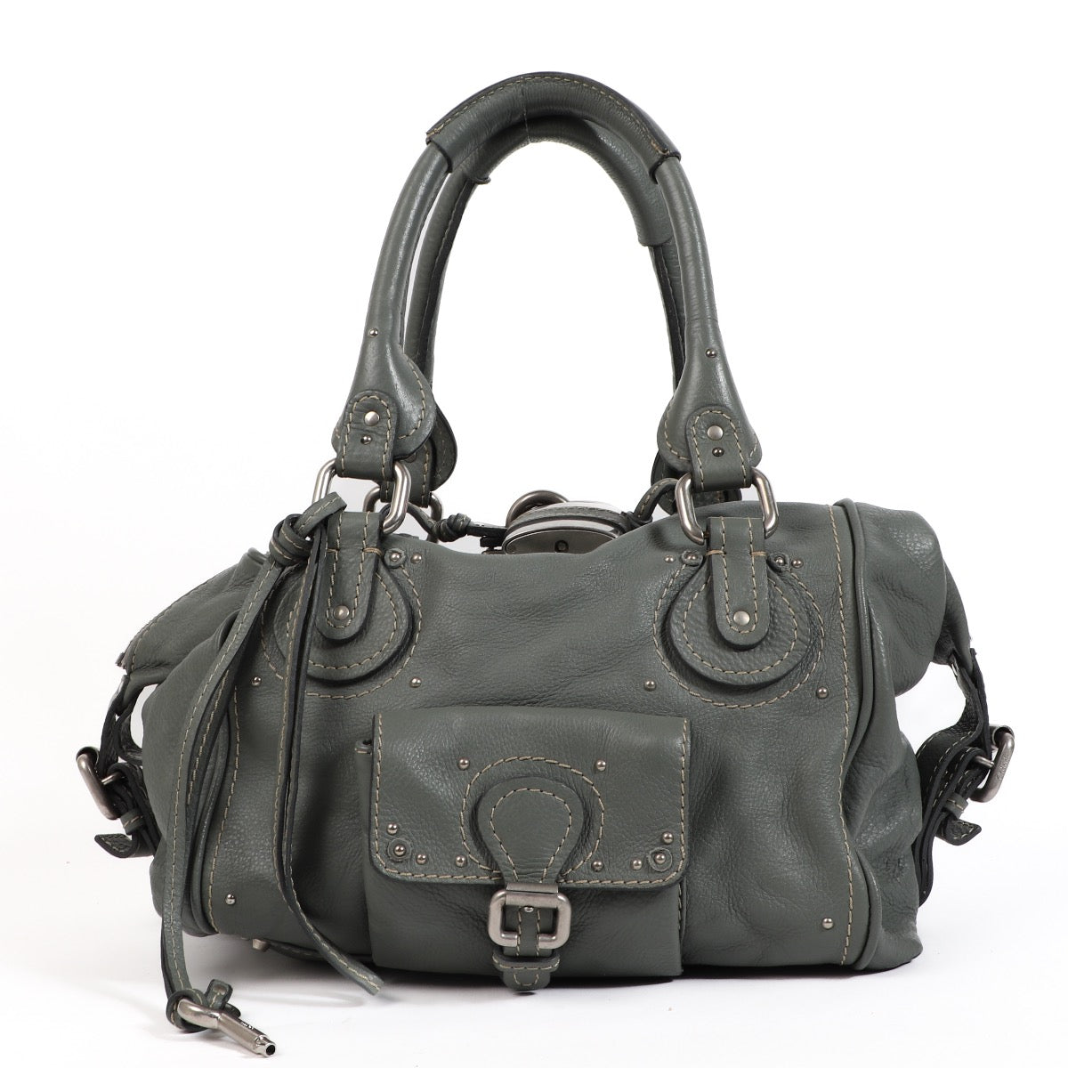 Shop safe online at Labellov in Antwerp, Brussel and Knokke this 100% authentic second hand Chloé grey paddington Top handle