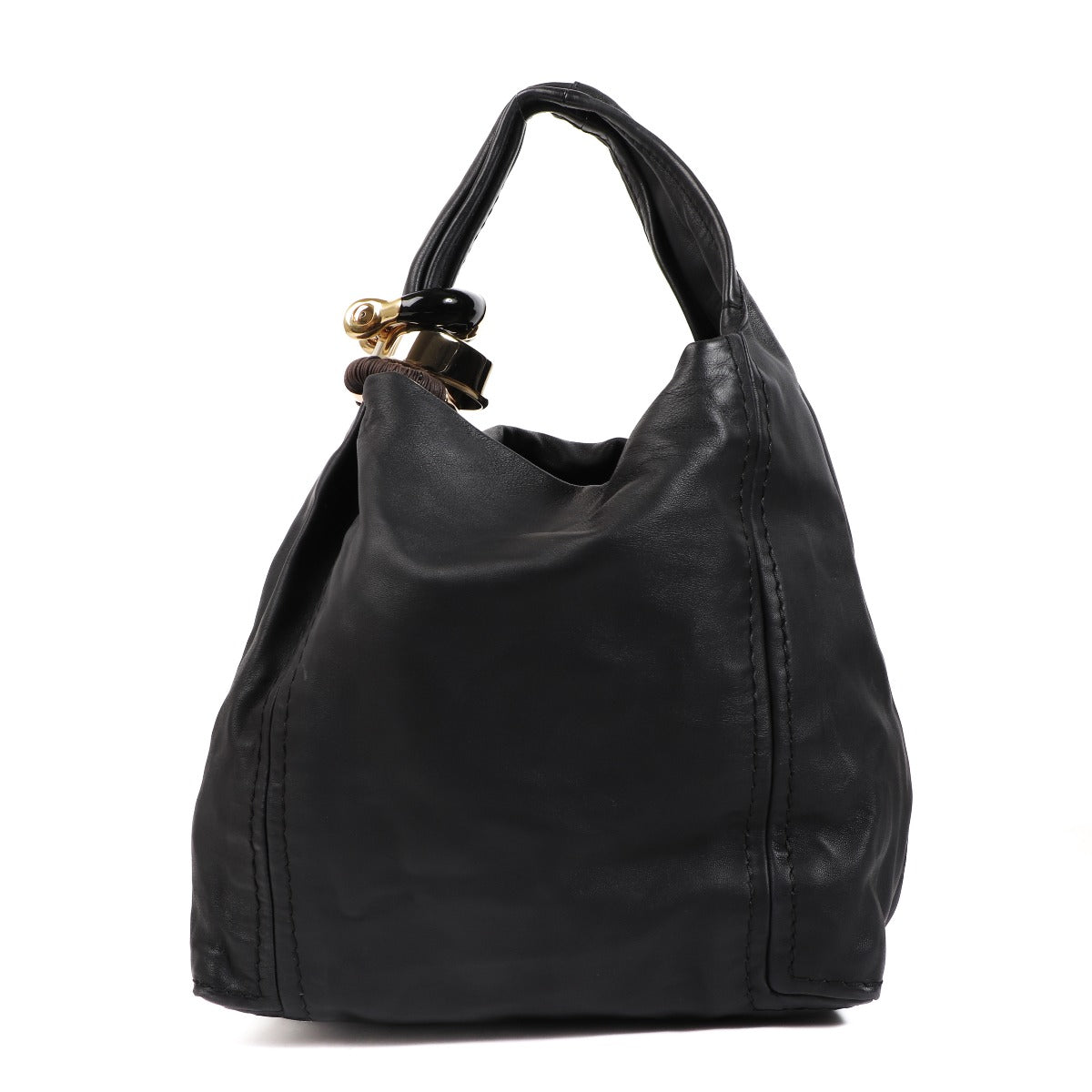 Jimmy Choo Black Leather Saba Hobo Bag