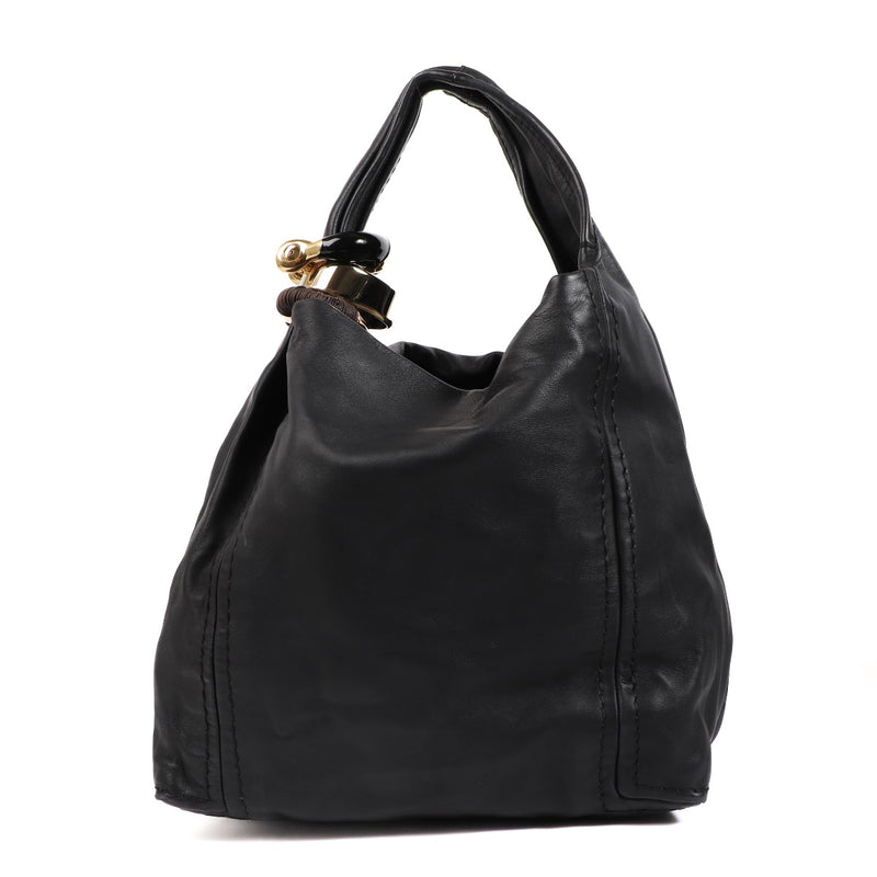Jimmy Choo Black Leather Saba Hobo Bag
