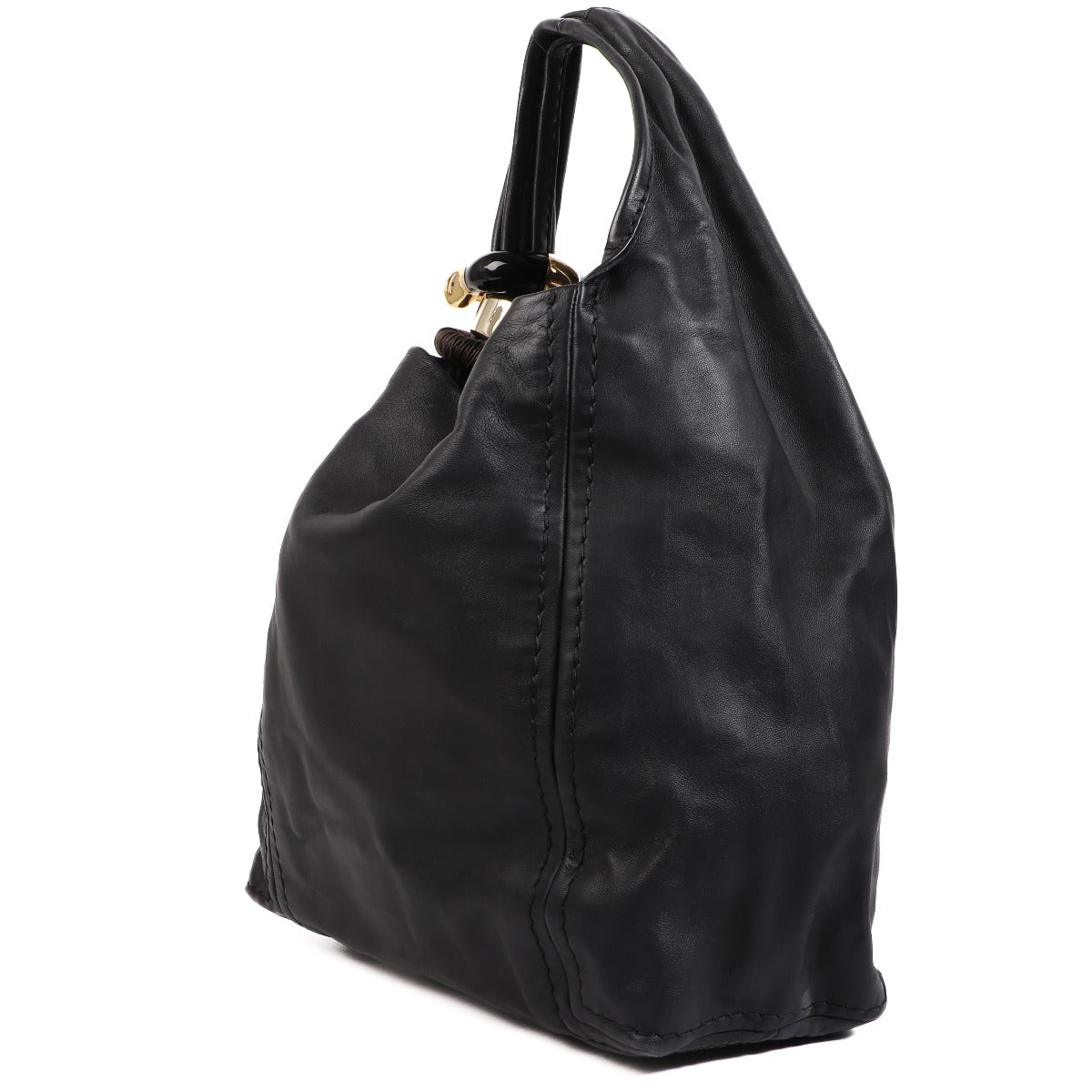 Jimmy Choo Black Leather Saba Hobo Bag