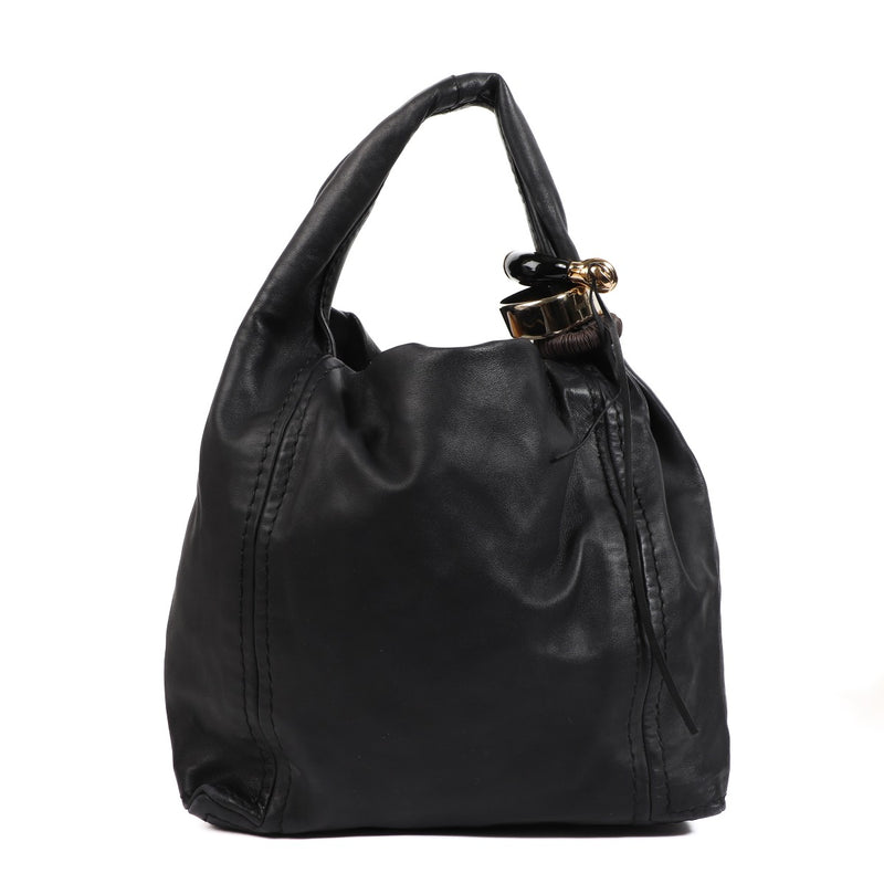 Jimmy Choo Black Leather Saba Hobo Bag