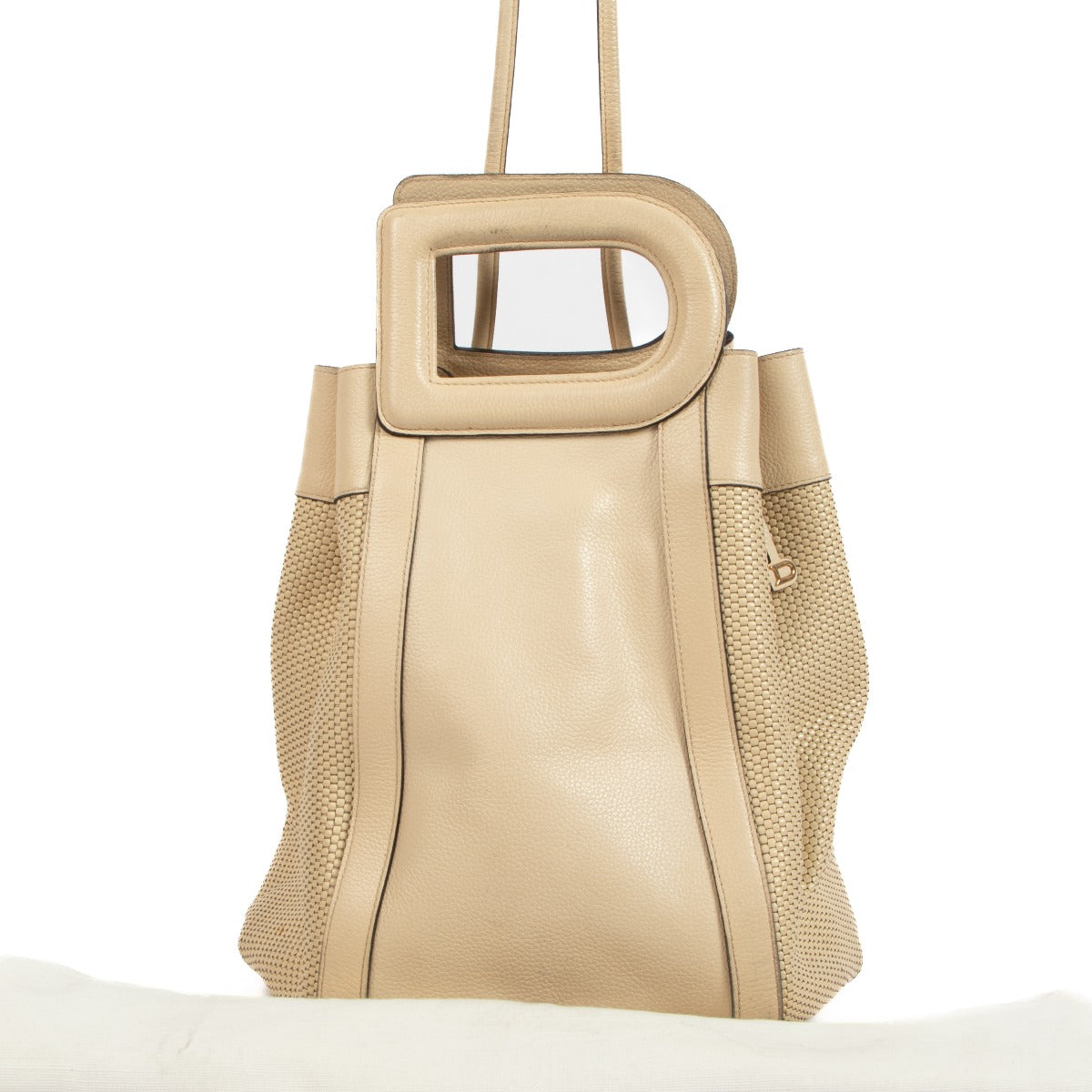 Delvaux Cream Leather Punch Bag