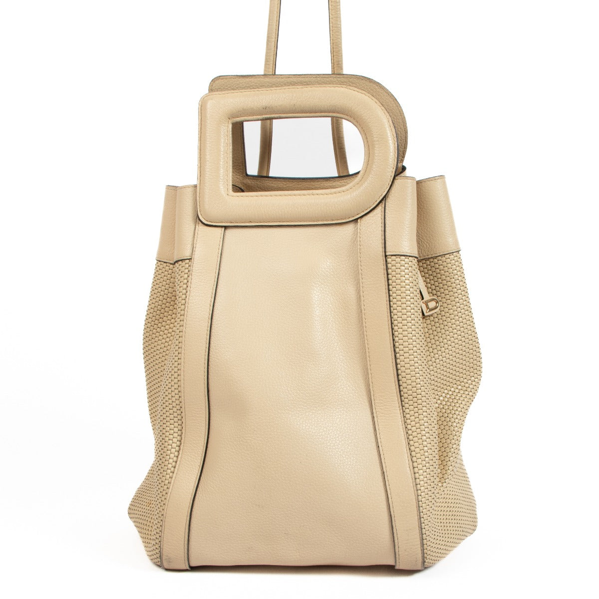 Delvaux Cream Leather Punch Bag