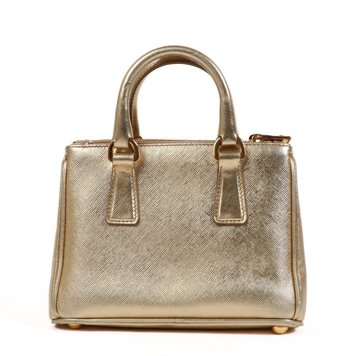 Prada Gold Galleria Saffiano Lederen Mini Tas