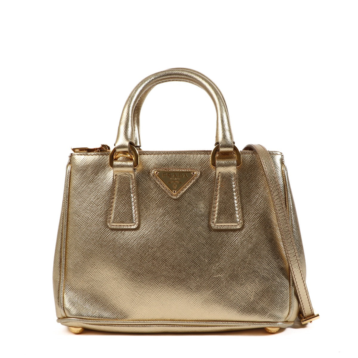 Shop an authentic second hand Prada Gold Galleria Saffiano Leather Mini Bag on Labellov.com