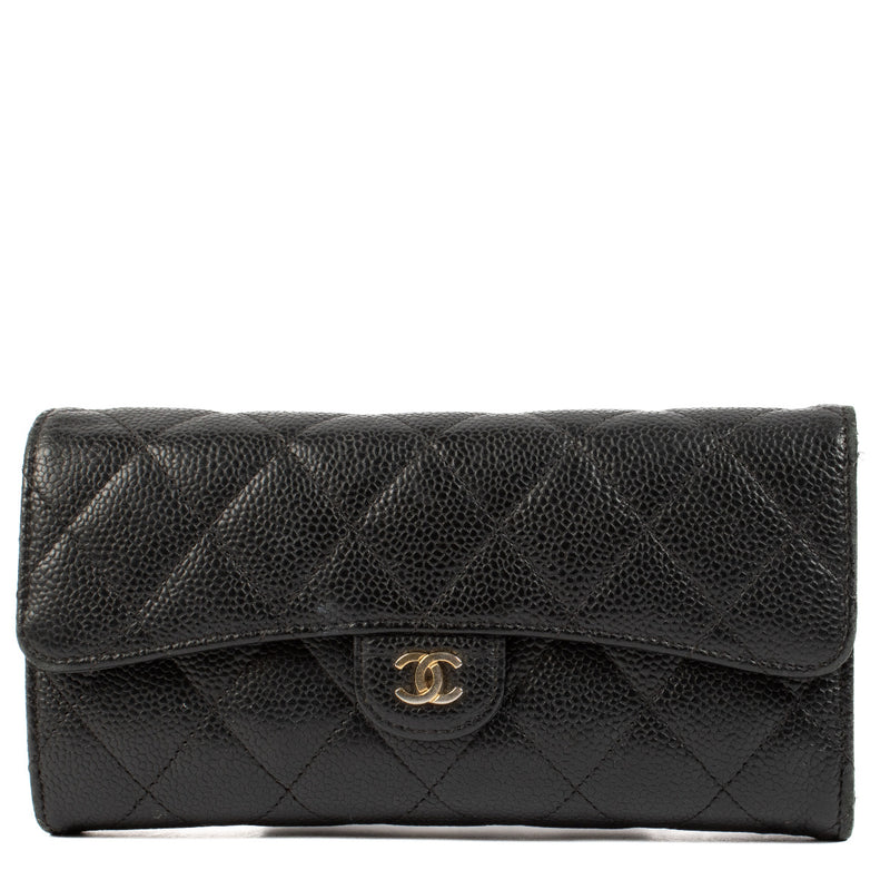 Chanel Black Classic Long Flap Wallet