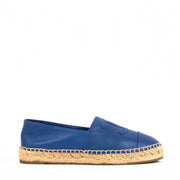 Buy an authentic pair of second hand Chanel Electric Blue Leather Espadrilles - Size 37 in as new condition at Labellov.com