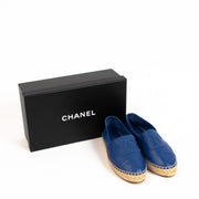 Buy an authentic pair of second hand Chanel Electric Blue Leather Espadrilles - Size 37 in as new condition at Labellov.com