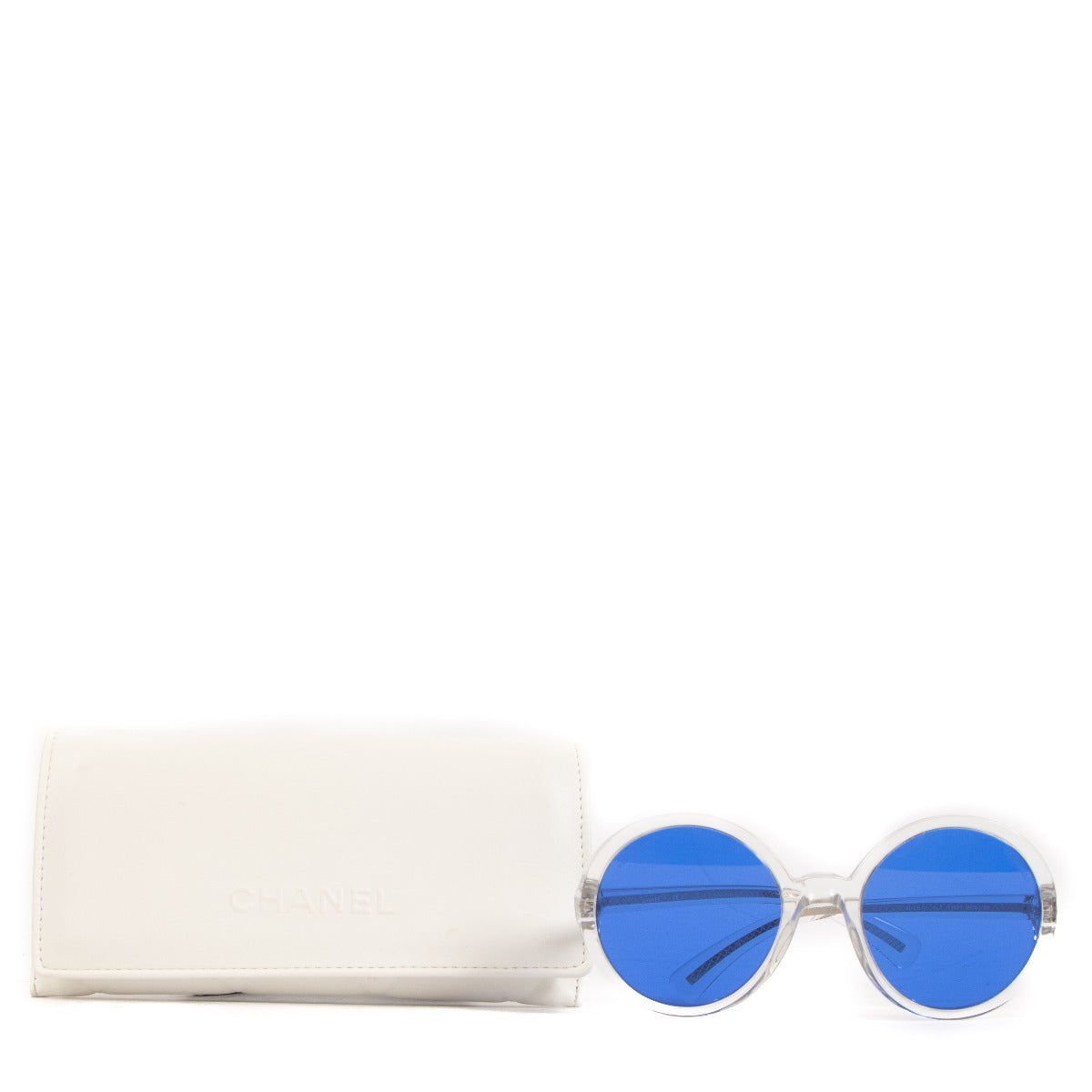 Chanel, Chanel Paris, Chanel sunglasses, Chanel blue glasses, fashion, designer, sunglasses, Labellov, preloved,