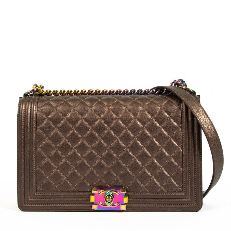 Chanel Bronze Rainbow Chain Large Boy Bag