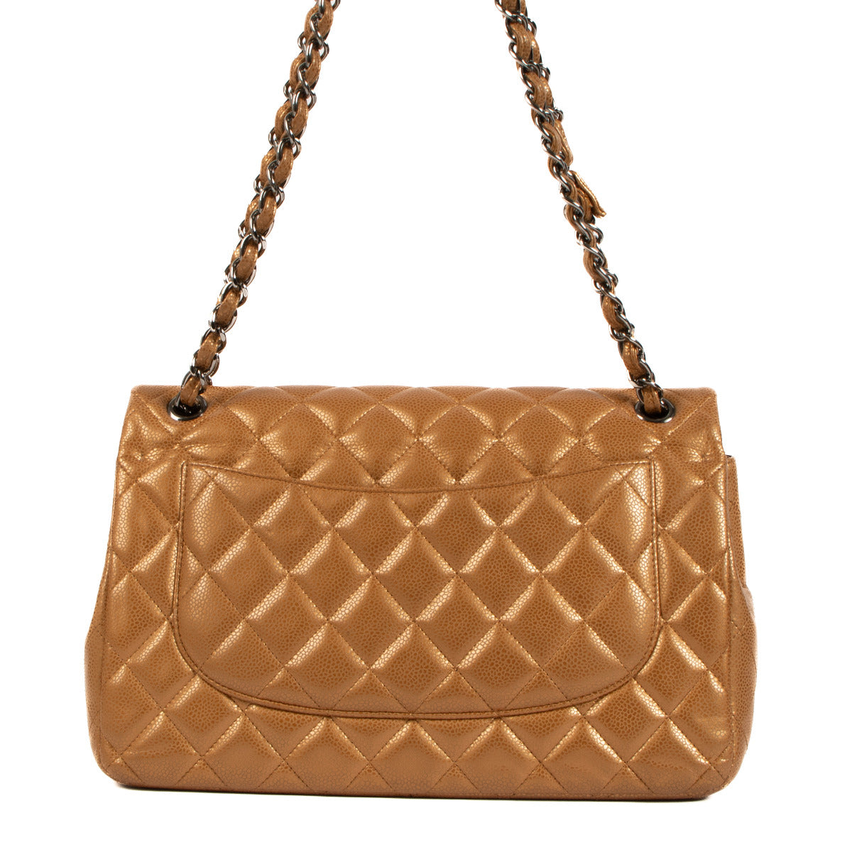 Chanel Jumbo Bronze Caviar Leather Classic Flap Bag