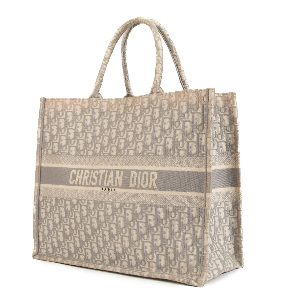 Shop safe online at Labellov in Antwerp, Brussels and Knokke this 100% authentic second hand Christian Dior Light Grey Oblique Large Book Tote