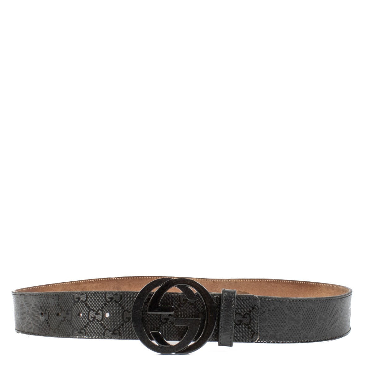 Gucci Black GG Crystal Canvas Signature Belt - Size 90