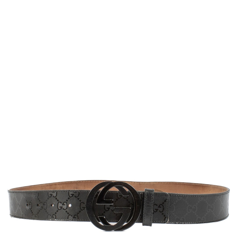 Gucci Black GG Crystal Canvas Signature Belt - Size 90