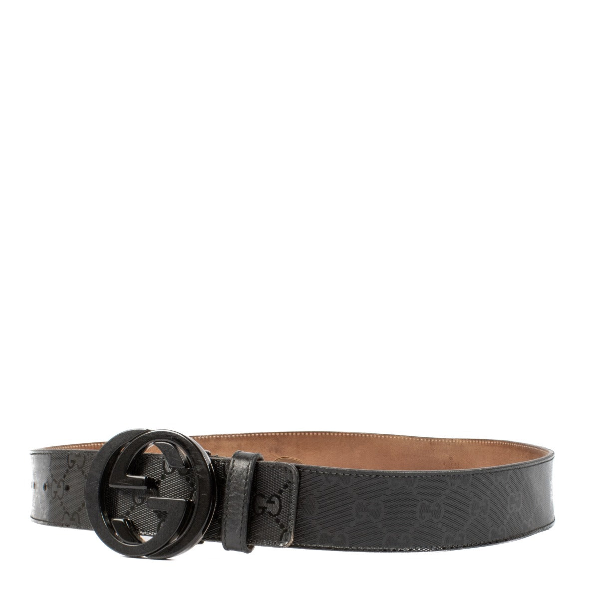 Gucci Black GG Crystal Canvas Signature Belt - Size 90
