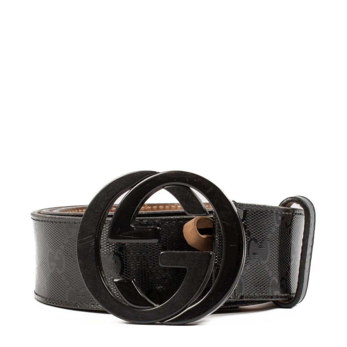 Gucci Black GG Crystal Canvas Signature Belt - Size 90