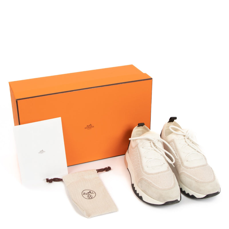 Buy an authentic pair of second hand Hermès Multicolor Pink Gold Addict Sneakers - Size 37,5 in good condition at Labellov