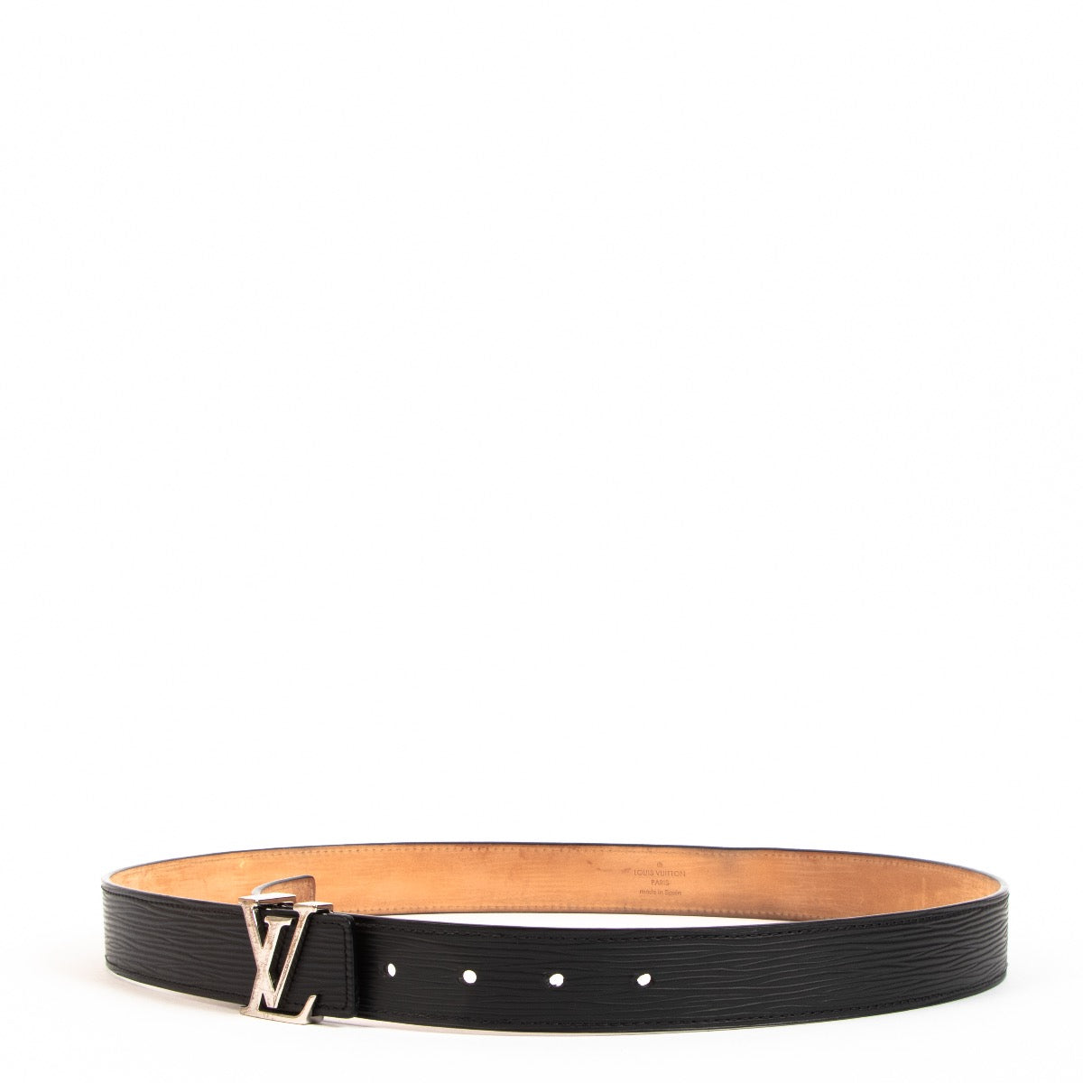 Buy an authentic second hand Louis Vuitton Black Epi LV Initiales Belt - Size 90 in good condition at Labellov.