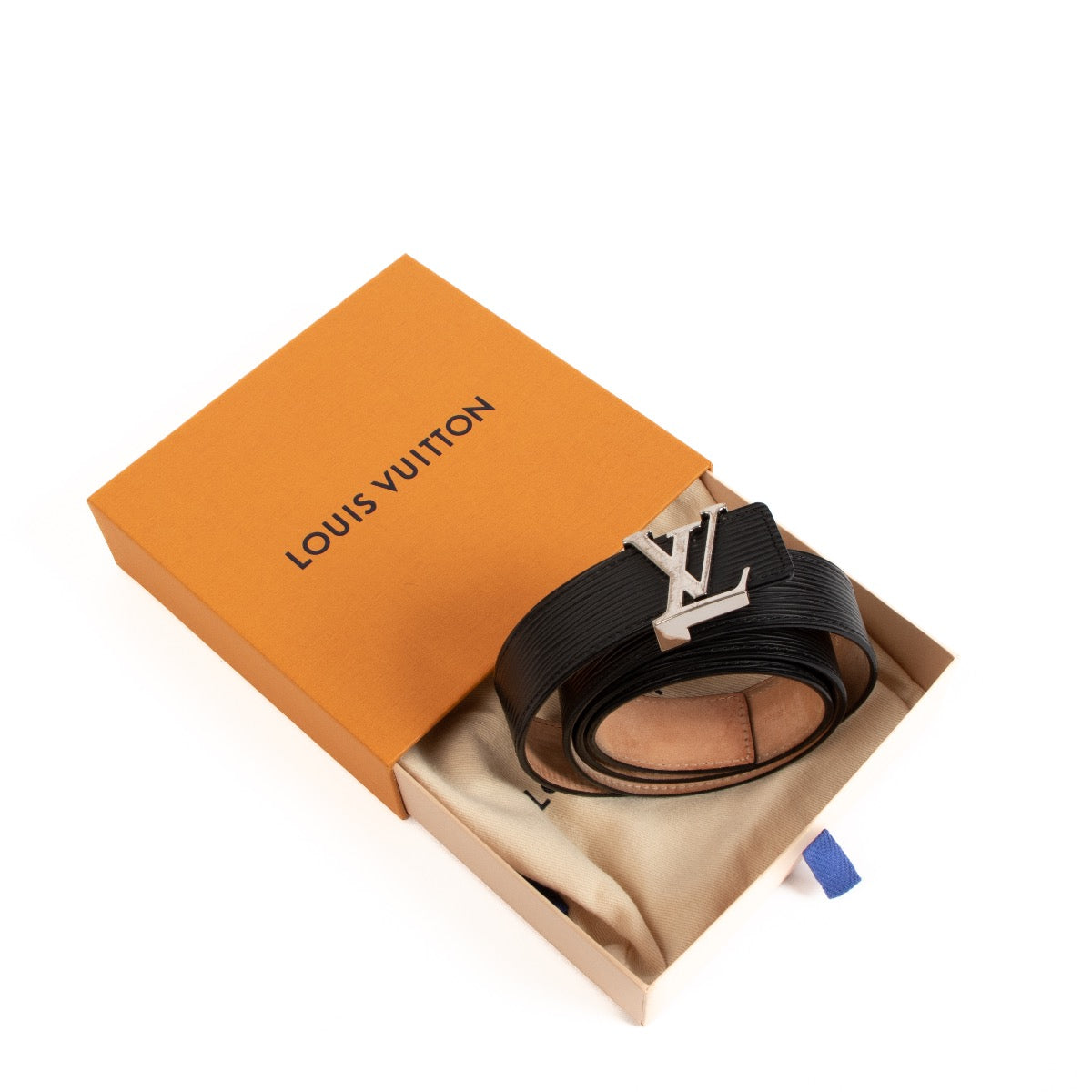 Buy an authentic second hand Louis Vuitton Black Epi LV Initiales Belt - Size 90 in good condition at Labellov.