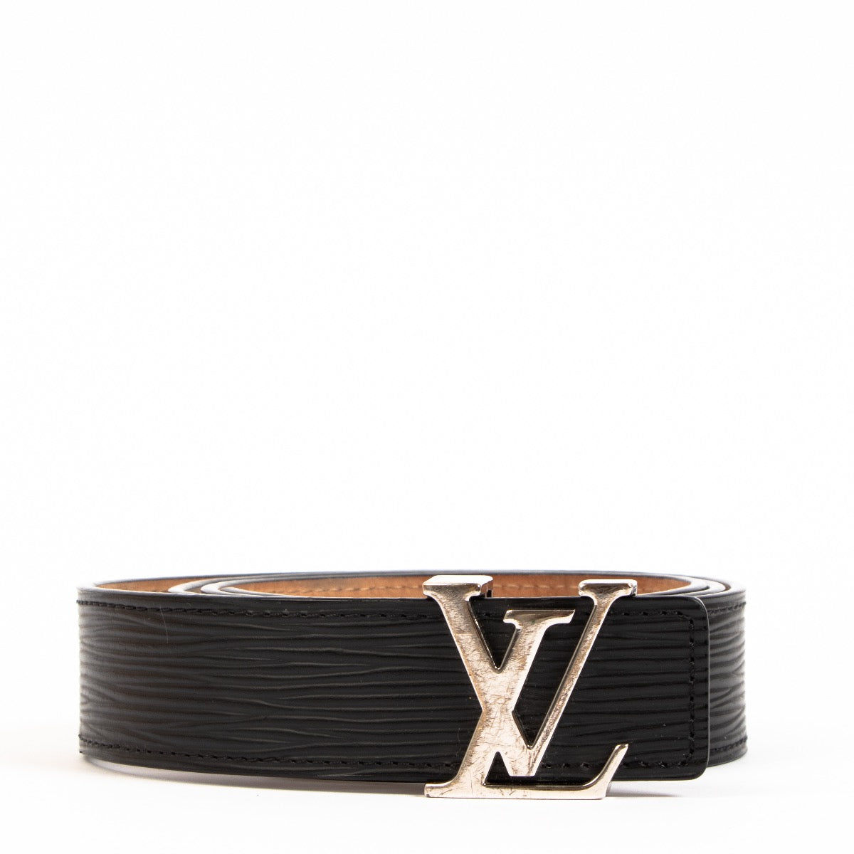 Buy an authentic second hand Louis Vuitton Black Epi LV Initiales Belt - Size 90 in good condition at Labellov.