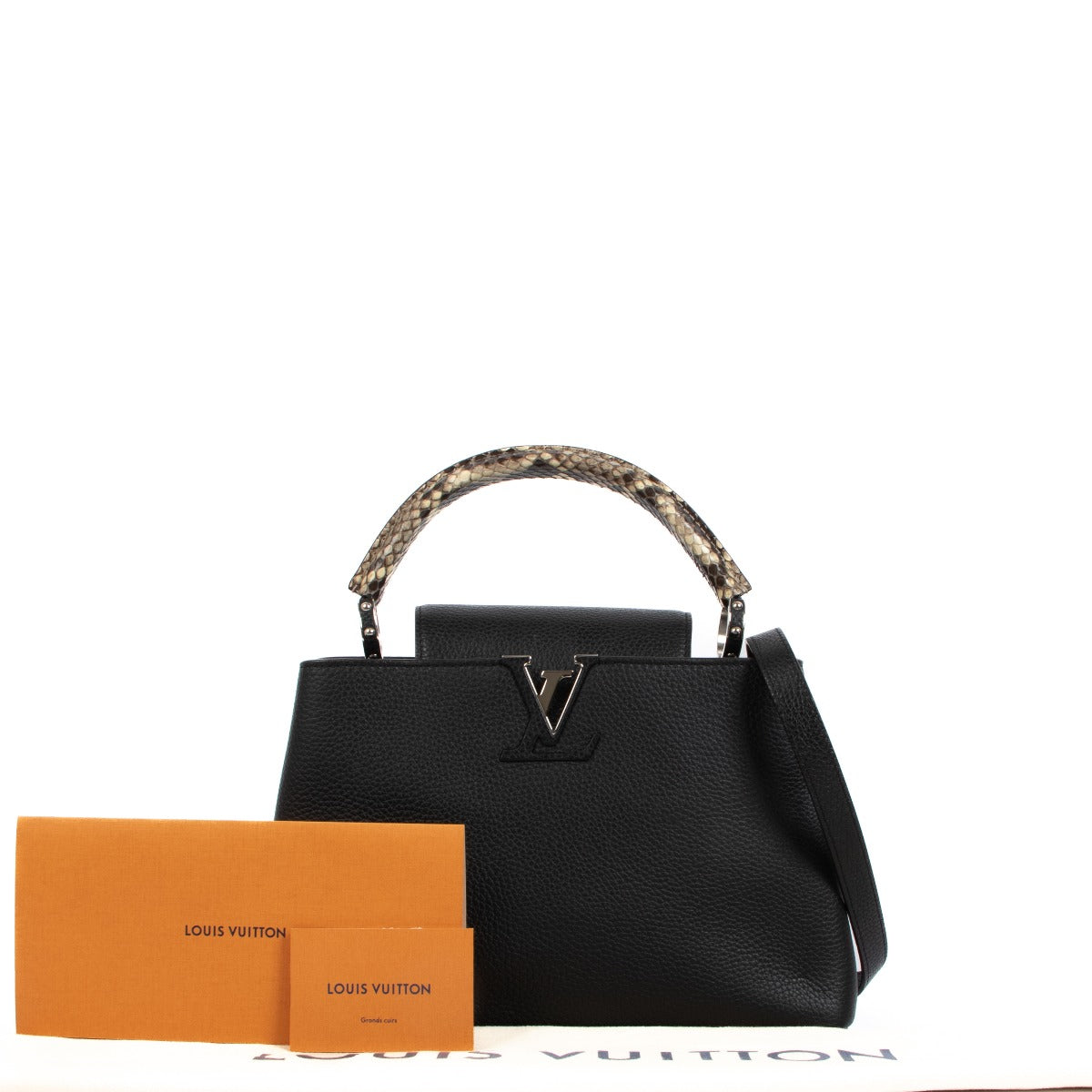 Louis Vuitton Capucines MM Black Taurillon with Python Handle