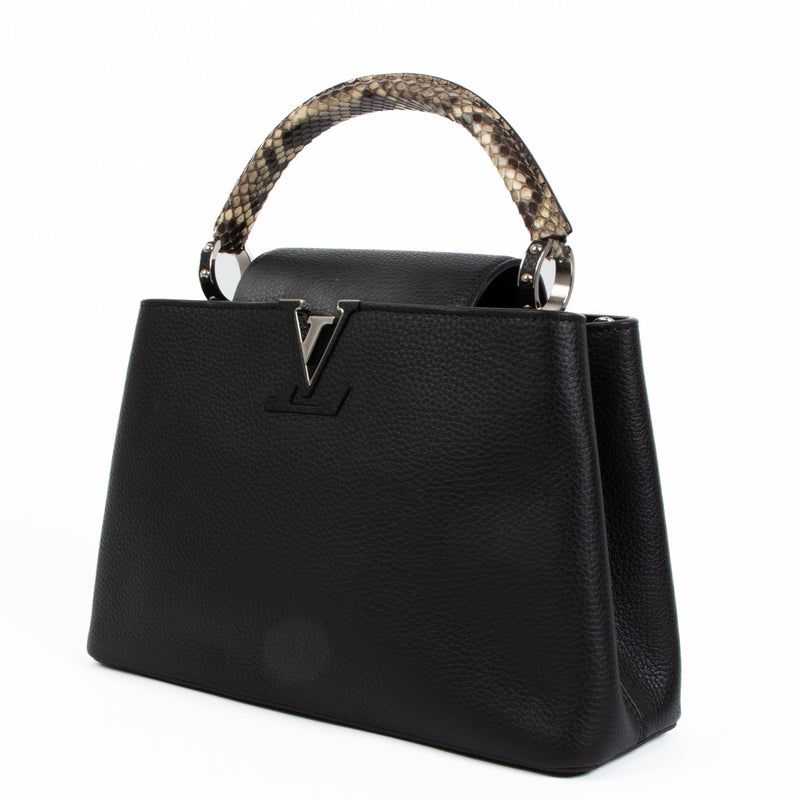 Louis Vuitton Zwart Leder & Python Capucines MM