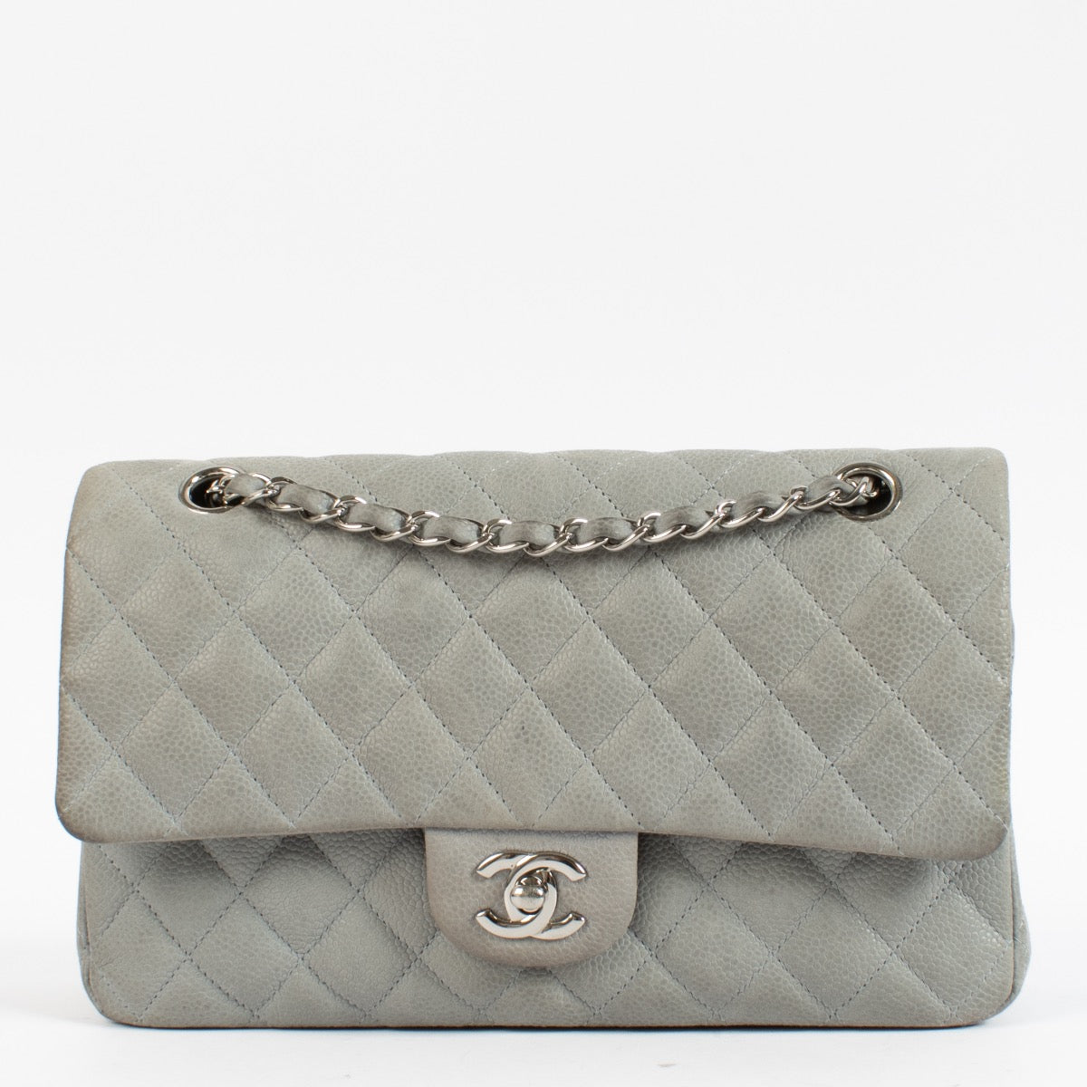 shop 100% authentic second hand Chanel Grey Suede Caviar Leather Medium Classic 11.12 Flap Bag on Labellov.com