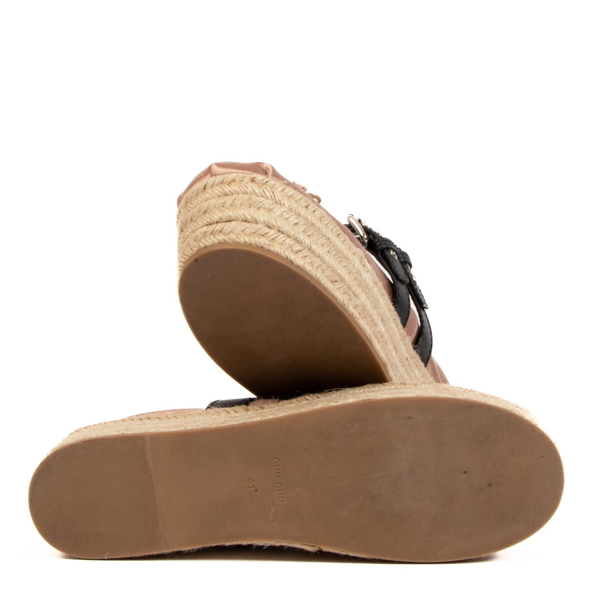 Espadrilles ballerines à plateforme en satin rose Miu Miu - Taille 41
