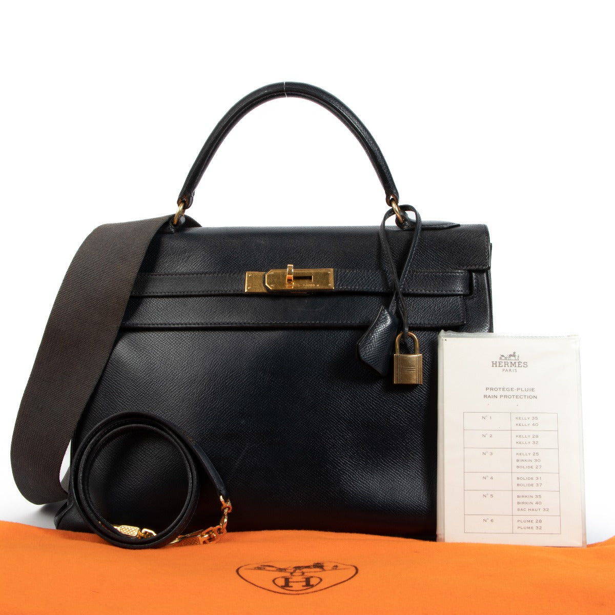 Hermès Vintage Kelly 32 Blue Courchevel Gold Hardware