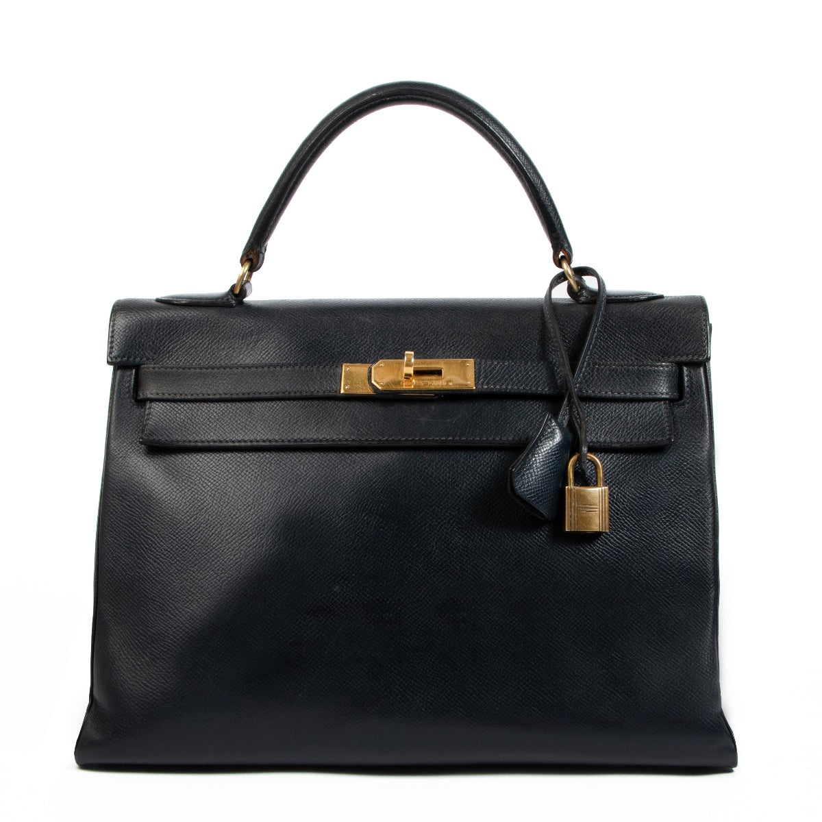 Hermès Vintage Kelly 32 Blue Courchevel Gold Hardware